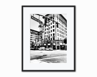 Rodeo Drive Black and White Photograph, Digital Download, Beverly Hills Photo, Wall Art, Home Gallery