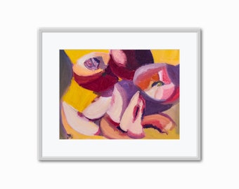 Summer Peaches Oil Painting Print, Digital Download, Wall Art, Home Gallery