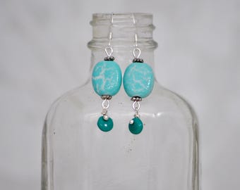 Crackled Turquoise Bead Earrings