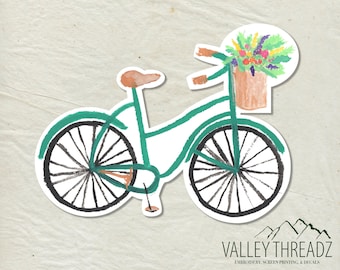 Bike Decal - Bike Vinyl Sticker - Watercolor Bike Decal - Car Window Decal - Laptop Sticker - Tumbler Decal