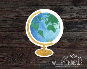Globe Decal - Globe Vinyl Sticker - World Sticker - Watercolor Globe Sticker - Globe Sticker - Laptop Sticker - Tumbler Decal - Car Sticker