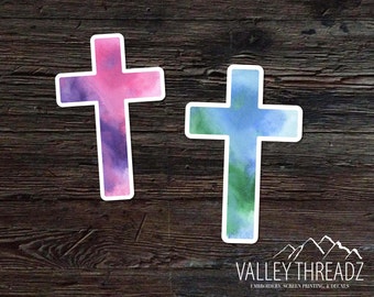 Cross Decal - Cross Vinyl Sticker - Watercolor Cross Decal - Car Window Decal - Laptop Sticker - Tumbler Decal - Christian Decal