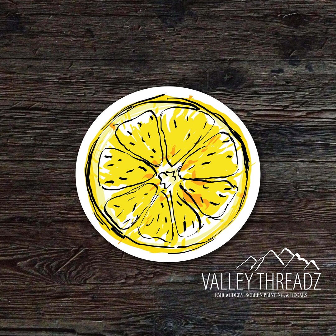 Lemon Decal Lemon Vinyl Sticker Drawn Lemon Decal Car Window Decal