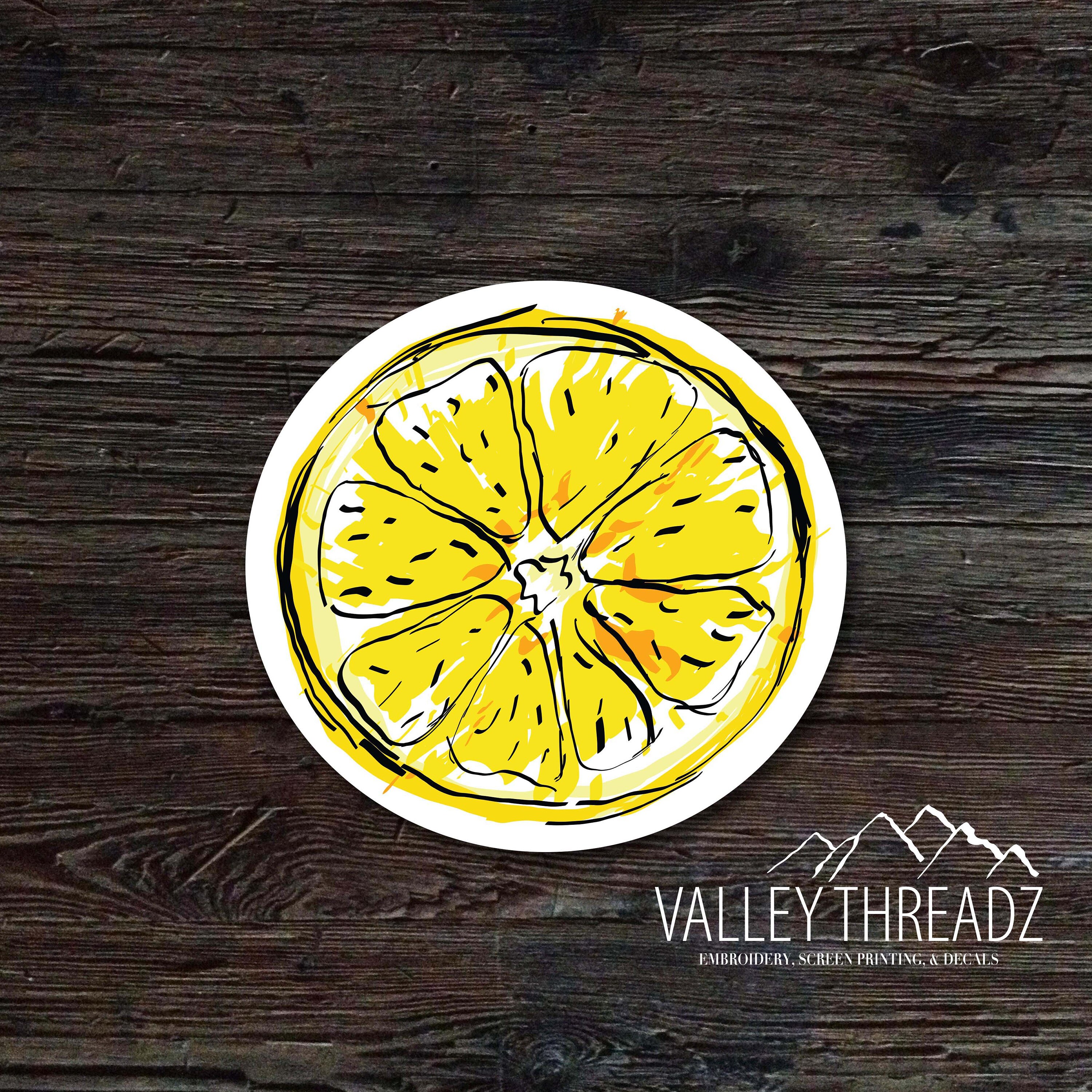 Lemon Decal Lemon Vinyl Sticker Drawn Lemon Decal Car Etsy