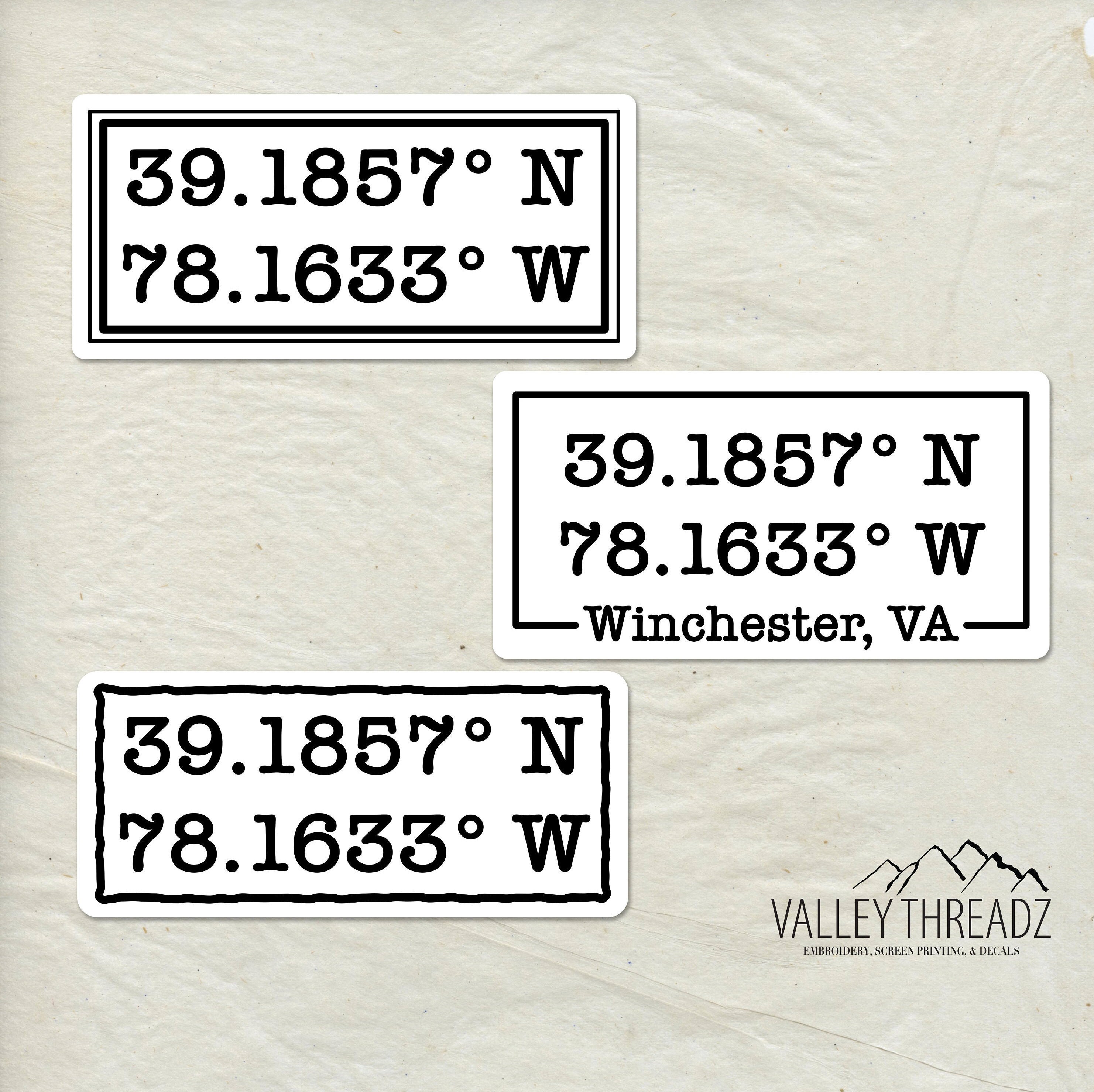 Coordinates Decal Coordinates Vinyl Sticker Coordinates Etsy