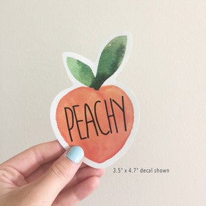 Peachy Decal Peach Vinyl Sticker Watercolor Peach Decal Car Window Decal Stickers Car Decal Laptop Sticker Tumbler Decal image 3