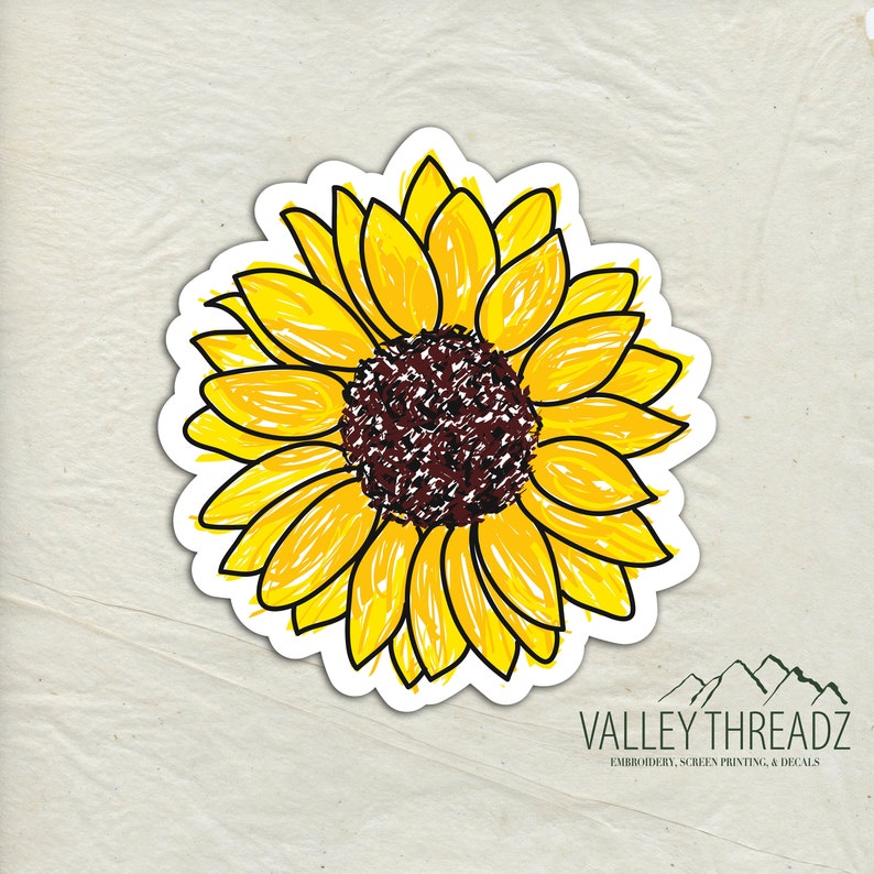 Sunflower Decal Sunflower Vinyl Sticker Sunflower Sticker Car Window Decal Sticker Flower Sticker Laptop Sticker Tumbler Decal image 1