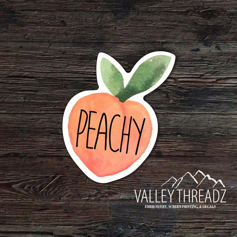 Peachy Decal Peach Vinyl Sticker Watercolor Peach Decal Car Window Decal Stickers Car Decal Laptop Sticker Tumbler Decal image 1