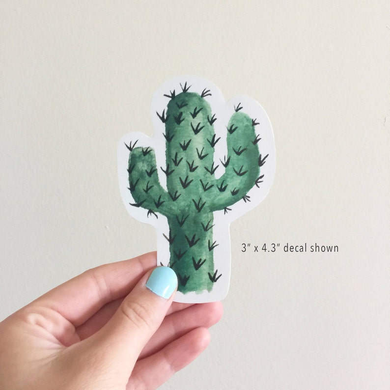 Cactus Decal Cactus Vinyl Sticker Watercolor Cactus Decal Etsy