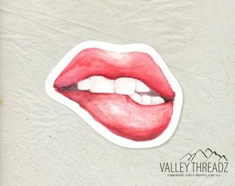 Biting Lips Decal - Edgy Lips Vinyl Sticker - Lips Sticker - Car Window Decal - Stickers - Hipster Sticker - Laptop Sticker - Tumbler Decal
