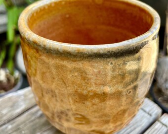 Mate de calabaza esmaltado en porcelana Shino - Recipiente multiuso para agua fría y caliente - Facetado, con pie, de alta temperatura - Capacidad para 11 oz - ¡Para el bebedor de mate!