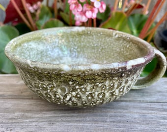 Taza de sopa de porcelana con esmalte Shino - Texturizada a mano - Capacidad: 414 ml (14 onzas)