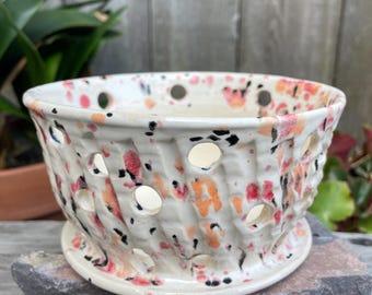Maceta artesanal para orquídeas, esmaltada en colores vivos - Hecha a mano - 15 cm de diámetro