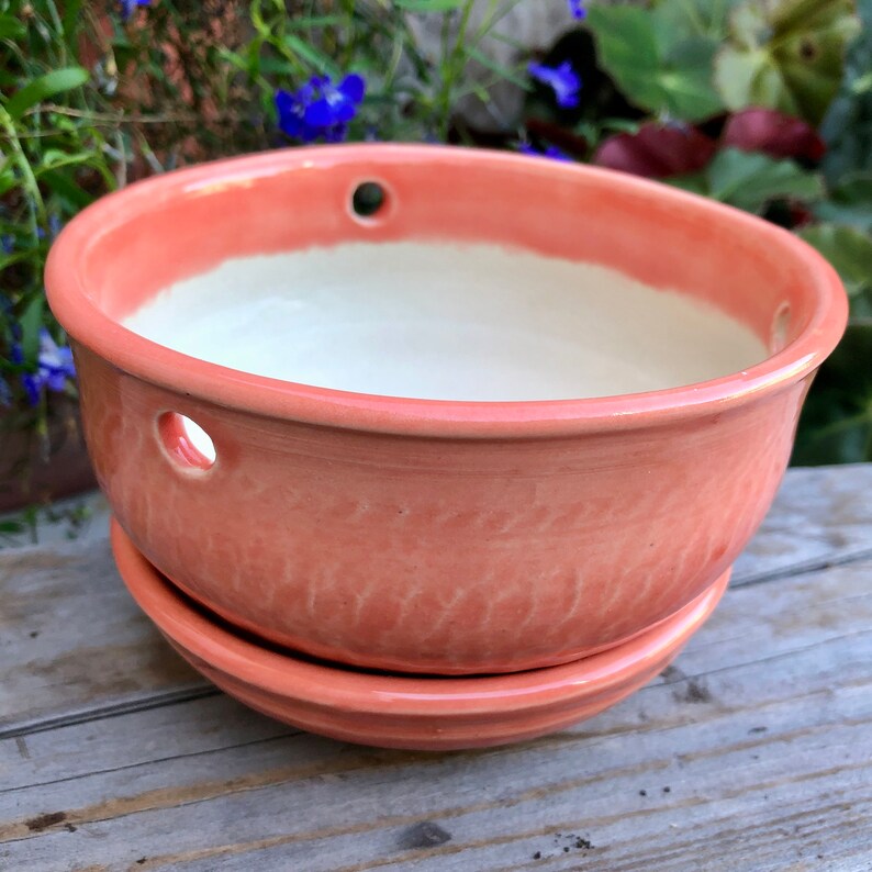 Adorable Muted Peach Planter and Saucer Sold With or Without Etsy