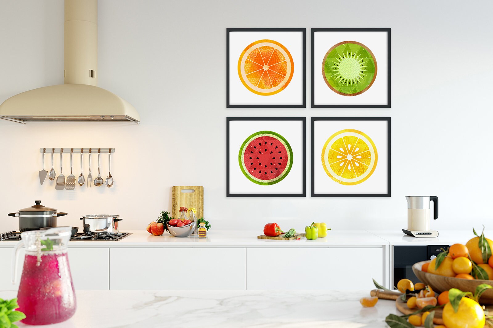 Fruit Decor Set of 4 Prints Kitchen Decor Wall Art | Etsy