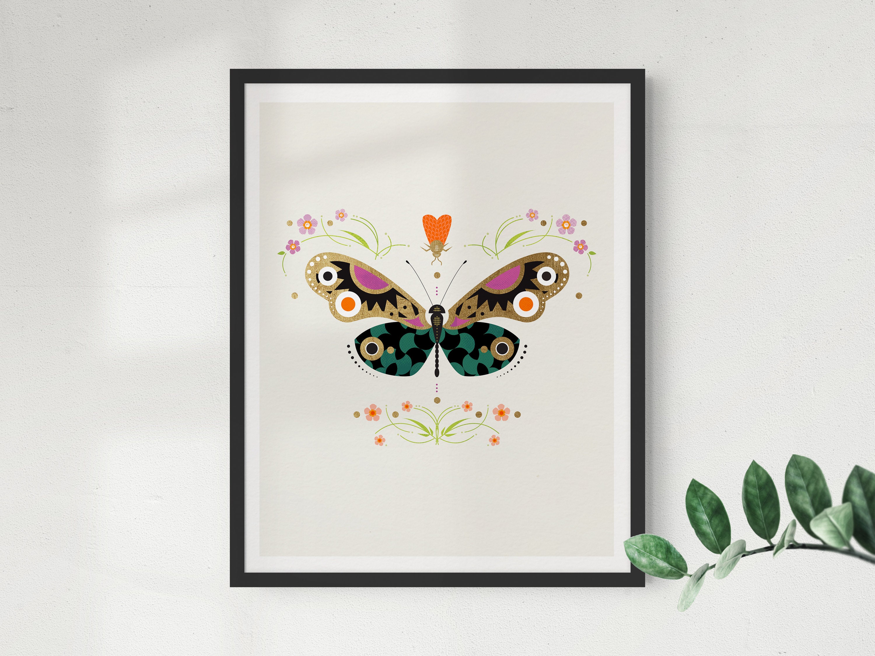 Graphic Butterfly and Moth Insect Wall Art Set of 2 Prints | Etsy