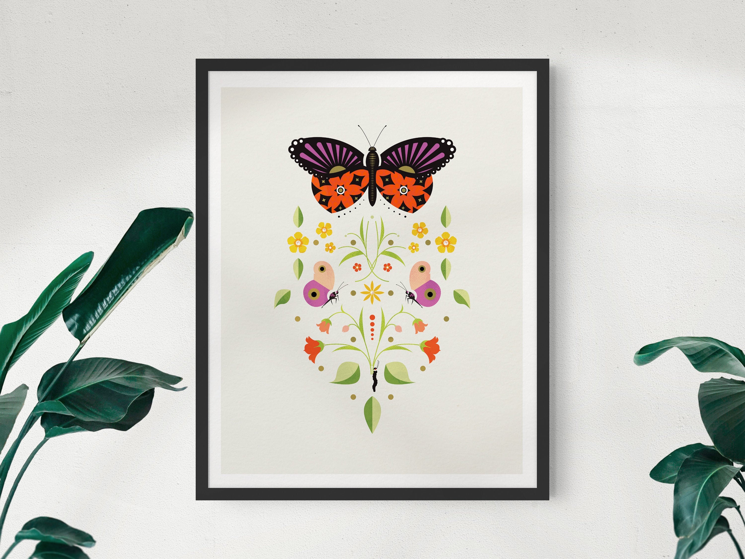 Symmetrical Butterfly Print Butterfly Wall Art Bedroom | Etsy