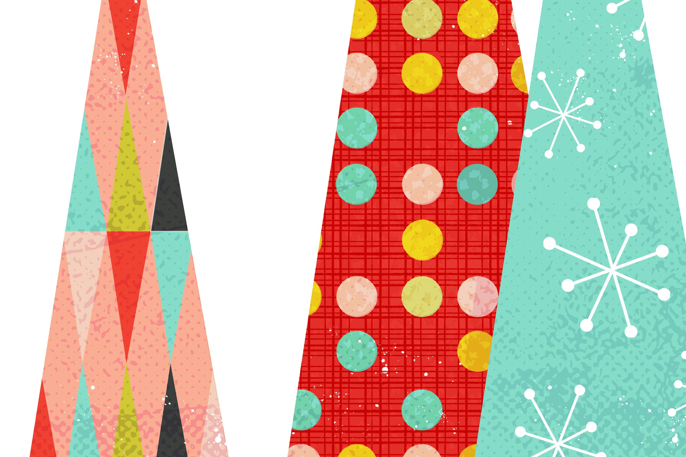 Vintage Christmas Trees Print Retro Nostalgic Cute Christmas Etsy