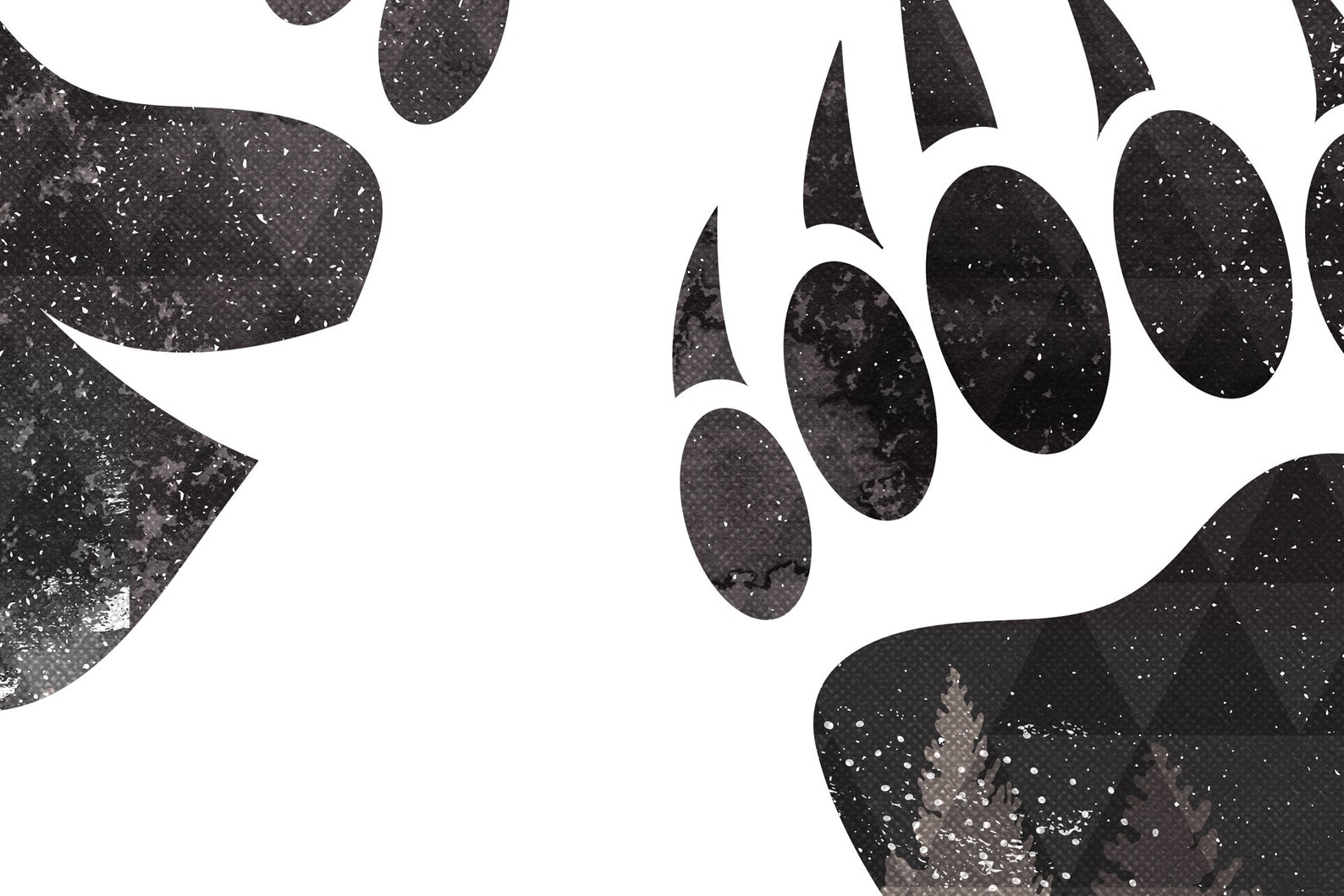 Bear Paw Print Wall Art Print Minimalist Decor Nature Print Etsy