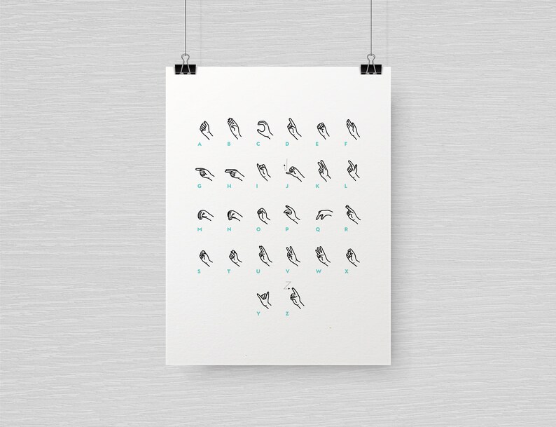 ASL Alphabet Print, Signal language chart, ABC poster, Boy or girl Shower Present, Entertaining boy or girl wall artwork image regarding Printable Sign Language Chart identify ASL Alphabet Print, Indication language chart, ABC poster, Youngster Shower Reward, Enjoyable child wall artwork