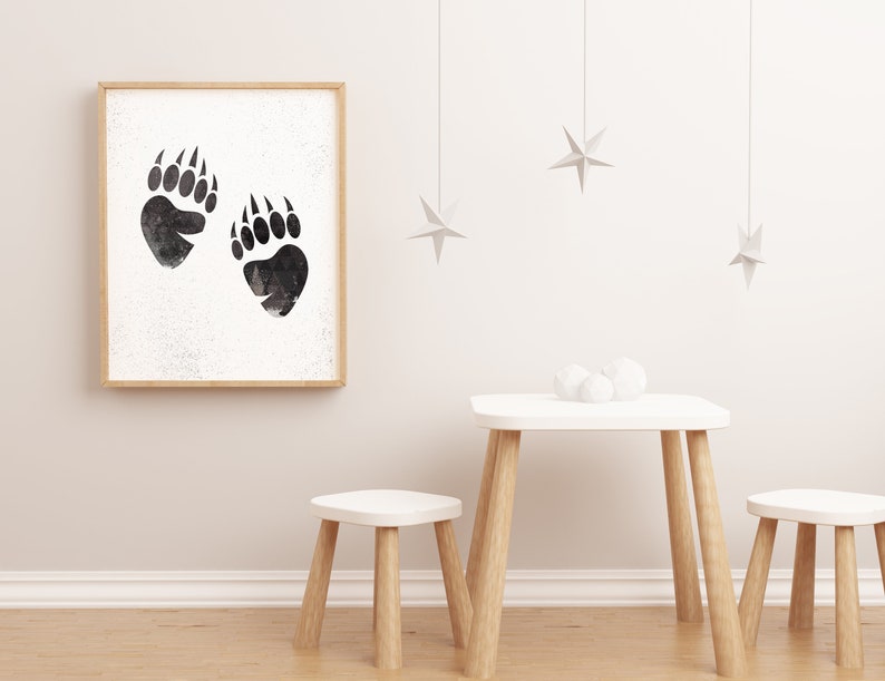 Bear Paw Print Wall Art Print Minimalist Decor Nature Print Etsy