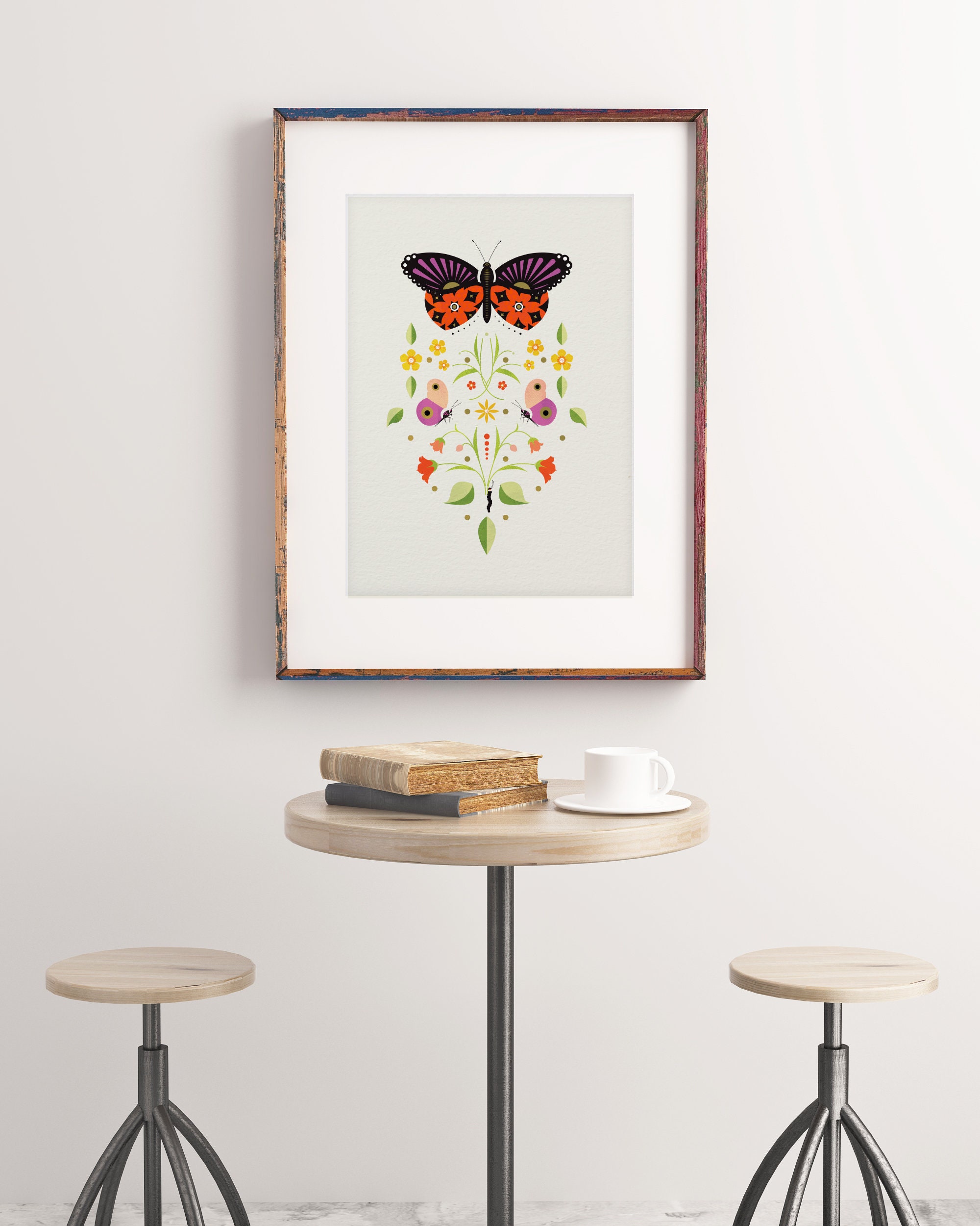 Symmetrical Butterfly Print Butterfly Wall Art Bedroom | Etsy