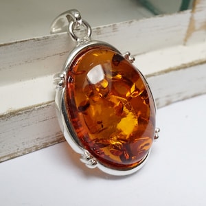 Baltic Amber Pendant, Handmade Amber Pendant, Medium Amber Pendant, Amber Pendant, Vintage Style Amber Pendant, Amber Jewelry, Amber Gift