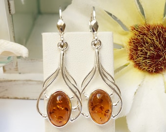 Handmade Amber Earrings, Amber Drop Earrings, Classic Amber Earrings, Baltic Amber Earrings, Golden Amber Earrings, Amber Jewellery, Amber