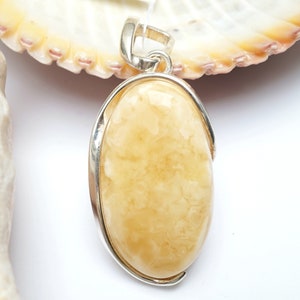 Butterscotch Stone Pendant, Creamy Stone Pendant, Baltic Stone Pendant, Yellow Stone Pendant, Amber Jewelry, Natural Yellow Gemstone, Gift