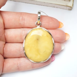 Handmade Amber Pendant, Yellow Amber Stone Pendant, Unique Amber Stone, Natural Amber Pendant, Creamy Amber Jewellery, Butterscotch Stone