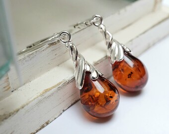 Handmade Amber Earrings, Amber Drop Earrings, Classic Amber Earrings, Baltic Amber Earrings, Golden Amber Earrings, Amber Jewellery, Amber