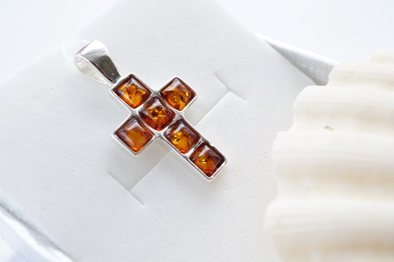 Amber Cross Pendant Amber And Silver Cross Amber Jewelry Cognac Amber Cross Amber Cross Amber Jewellery Amber Pendant Cross
