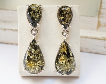 Green Amber Earrings, Amber Earrings, Amber Dangle Earrings, Bright Green Amber Earrings, Natural Amber Earrings, Green Amber, Amber Gift