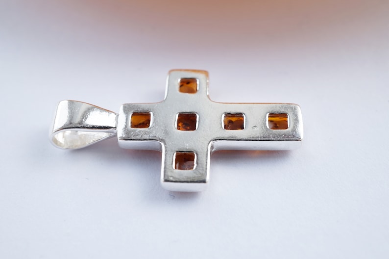 Amber Cross Pendant Amber And Silver Cross Amber Jewelry Cognac Amber Cross Amber Cross Amber Jewellery Amber Pendant Cross
