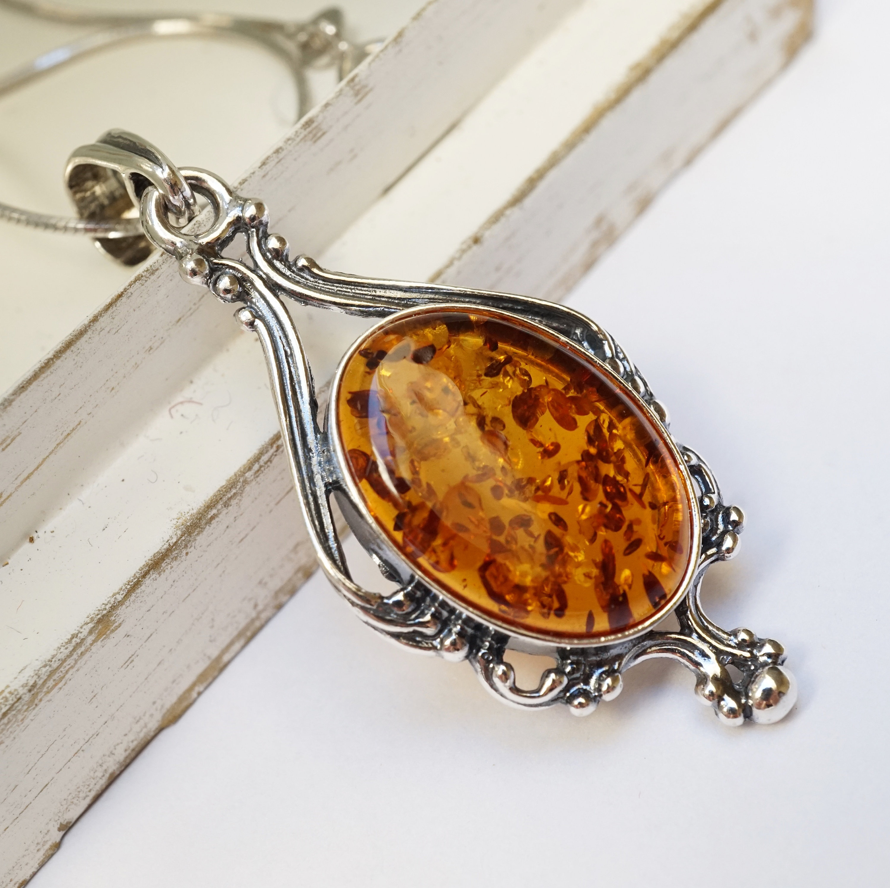 超美品 and Amber Necklace, Amber Silver Style Vintage Necklace, その他