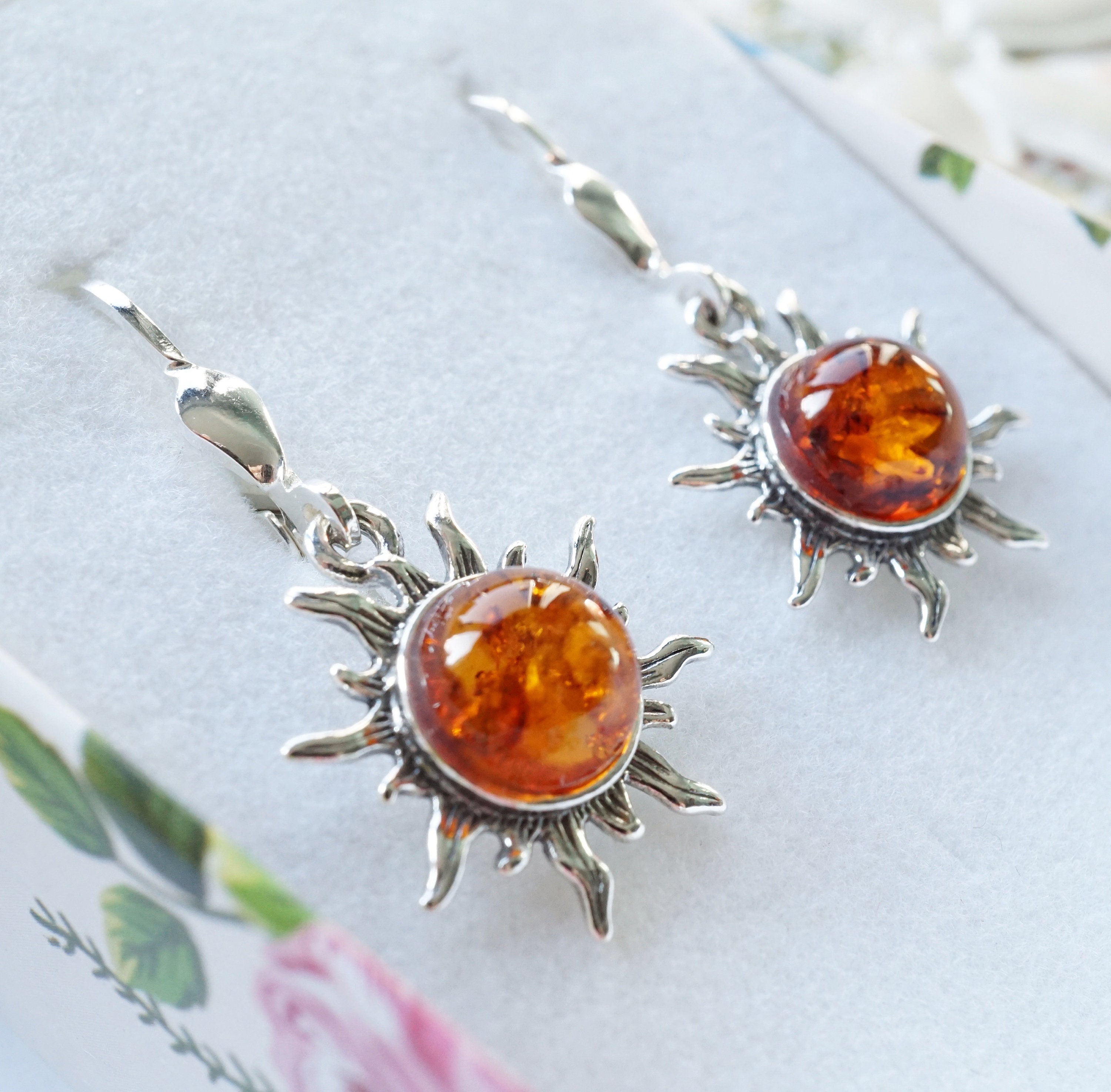 Amber Sun Earrings - Etsy