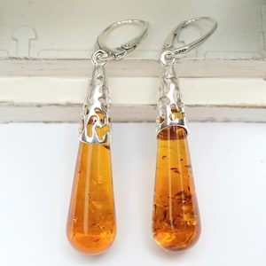 Authentic Amber Dangle Earrings, Long Amber Earings, Statement Amber Earrings, Natural Amber Earrings, Golden Amber Earrings, Amber Gift