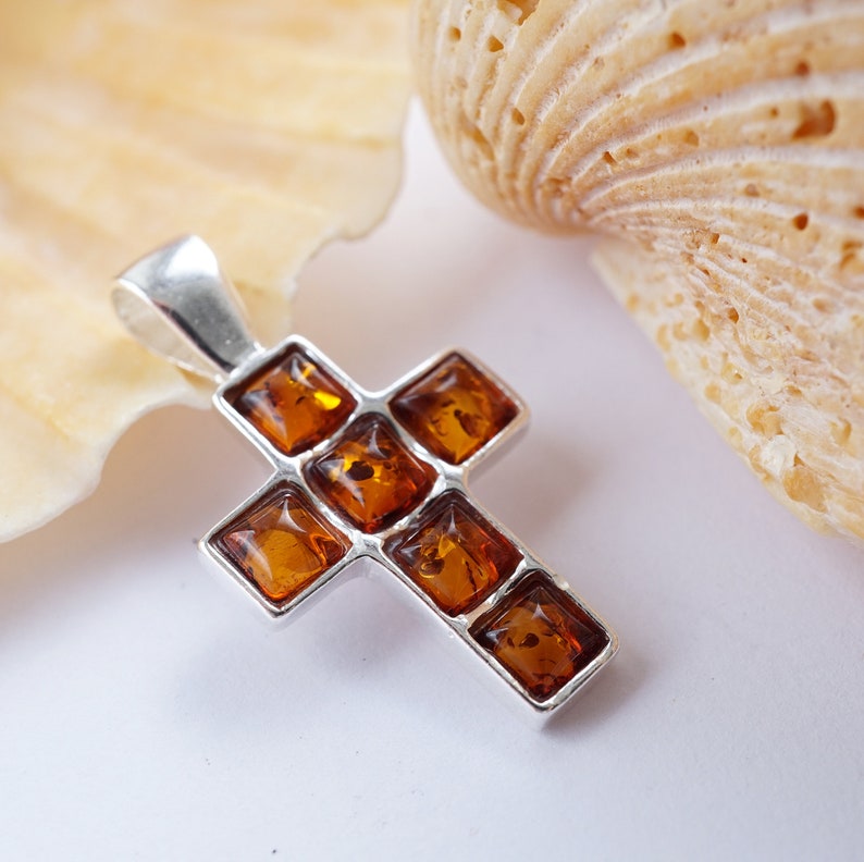 Amber Cross Pendant Amber And Silver Cross Amber Jewelry Cognac Amber Cross Amber Cross Amber Jewellery Amber Pendant Cross