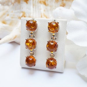 Natural Baltic Amber Earrings, Amber Earrings, Cognac Amber Earrings, Amber And Sterling Silver Earrings, Amber Dangle Earrings,Organic Gift