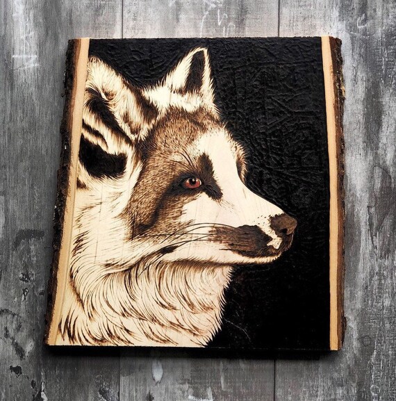 Discounted 9 X 9 Wood Burned Marbled Fox Wood Etsy