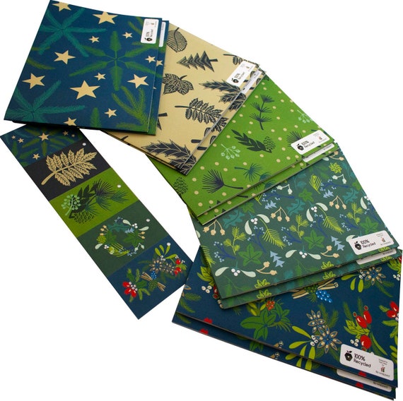 100% Recycled - Christmas Kate Heiss Berries Large Pack - ECO Friendly Festive Wrapping Paper Gift Wrap - 2-10 Sheets/Tags by Re-wrapped