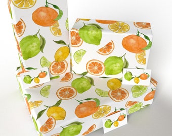 3 Blätter - Zitrusfrüchte - 100% recycelt - ECO-freundliches Geschenkpapier (gefaltet) - neu verpackt