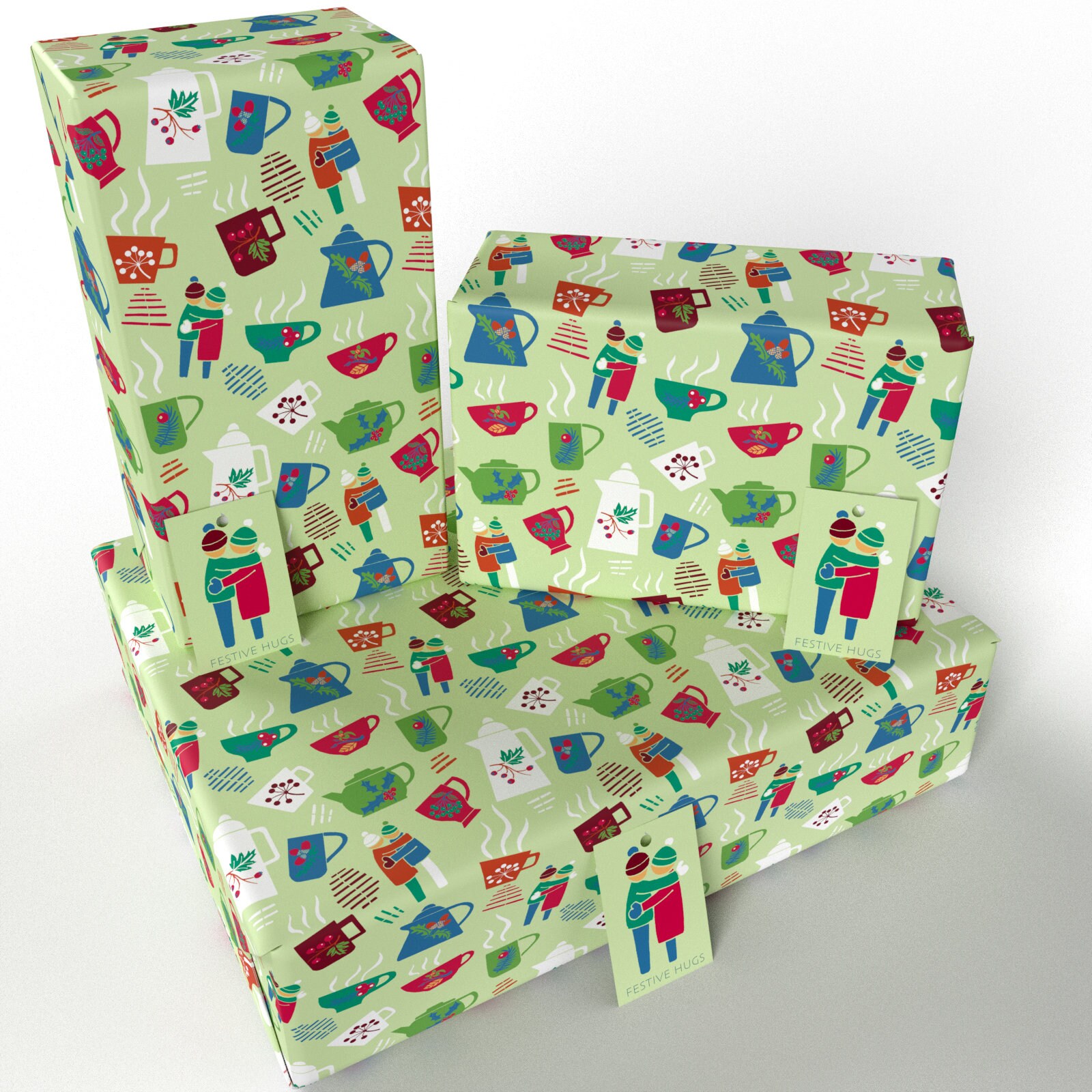 Gingerbread Men Christmas Wrapping Paper and Gift Tags Set. Cute  Gingerbread Houses, Hygge Cozy Festive Gift Wrap. 