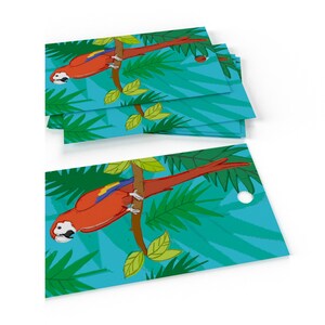 3 Blätter Rote Papageien 100% recycelt ECO freundliches Geschenkpapier gefaltet neu verpackt Bild 4