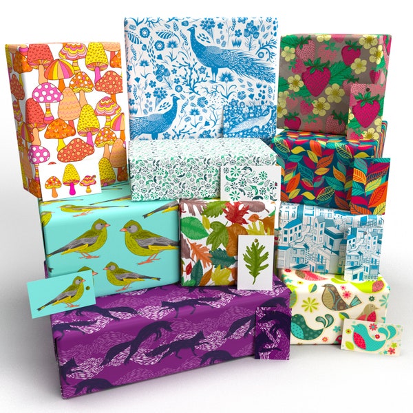 10 Sheets - Rosie Parkinson Birthday Ten Pack - 100% Recycled - ECO Friendly Wrapping Paper Gift Wrap (Folded) - Re-wrapped