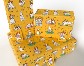 3 Blätter - Kinder Soc der Hund - 100% recycelt - ECO freundliches Geschenkpapier (gefaltet) - neu verpackt