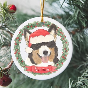 Personalized Corgi (Tricolor) Hanukkah or Christmas Ornament