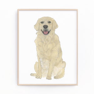 Licht gekleurde Engelse Golden Retriever schilderij, clipart, afdrukbare, huisdier portret, handtekening cocktailmenu, bruiloft details, digitale print