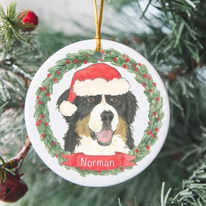 Personalized Bernese Mountain Dog Hanukkah or Christmas Ornament