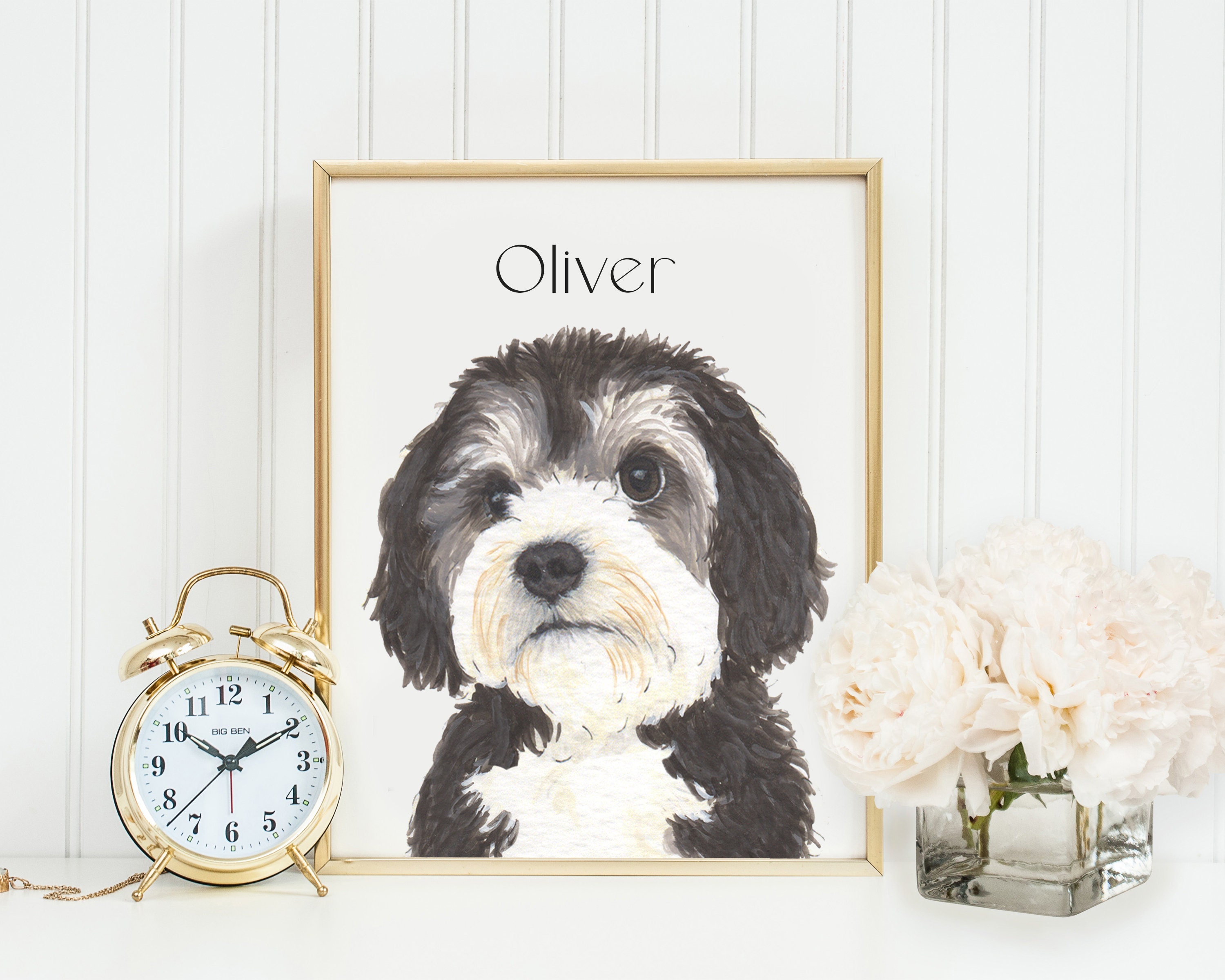 Black White \u0026 Grey Bernedoodle Sheepadoodle Printable, Pet Portrait,  Signature Cocktail Menu, Wedding Details, Nursery, Bookshelf, Digital - Etsy, image size:3000x2400
